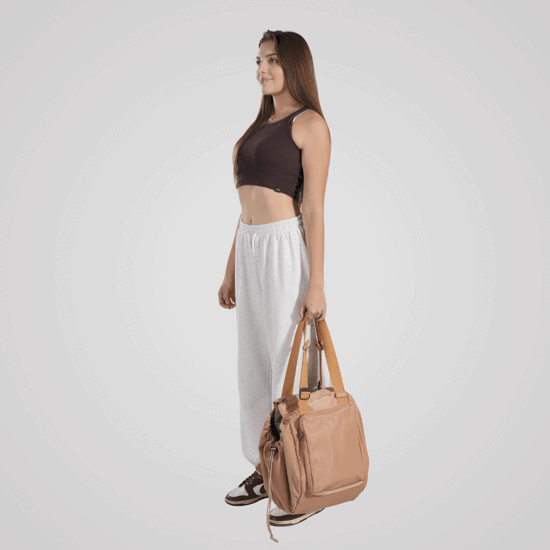 Emma & Kate Everyday Bag 2.0 displayed in crossbody and backpack modes – 5-way versatile carry